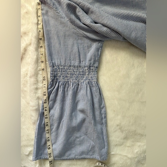 Zoe & Rachel Blue/White Stripes Bell Sleeves Cotton Plus Size Blouse Top, Sz: 1X - Picture 5 of 11